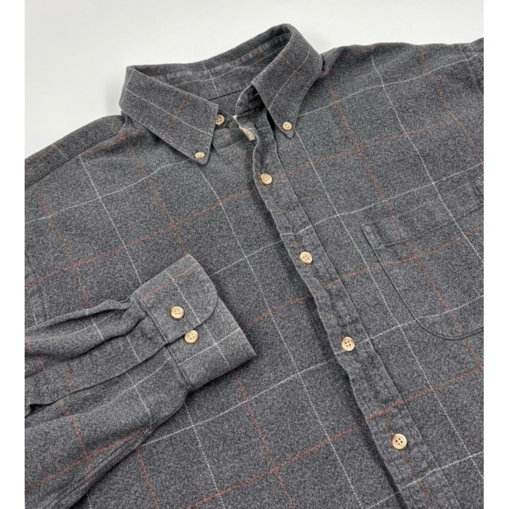 Viyella Men's L Cotton Gray Plaid Long Sleeve Button Down Shirt